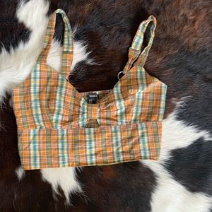 Plaid cropped blouse